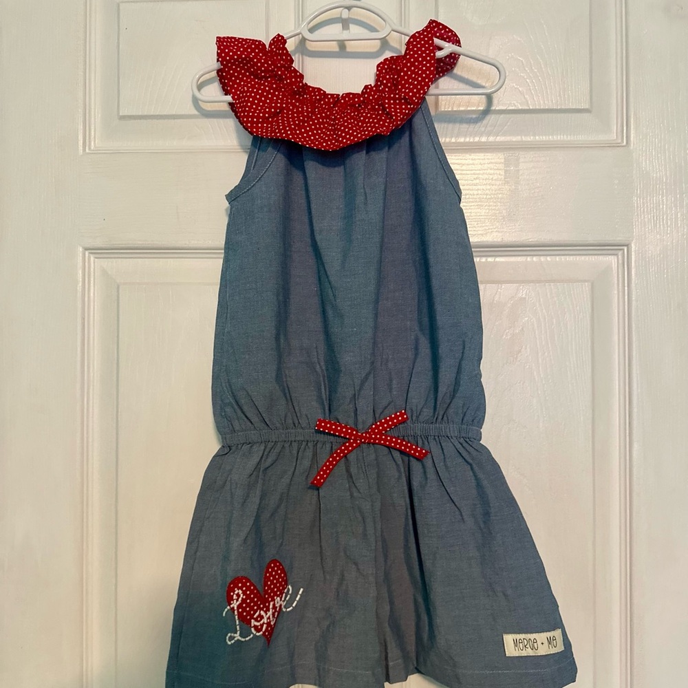 Ruffled Tie Front Halter Sundress in Blue and Red